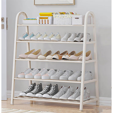 Streamlined White 5-Layer Shoe Storage Rack - Maximize Your Home's Shoe Organization 746404