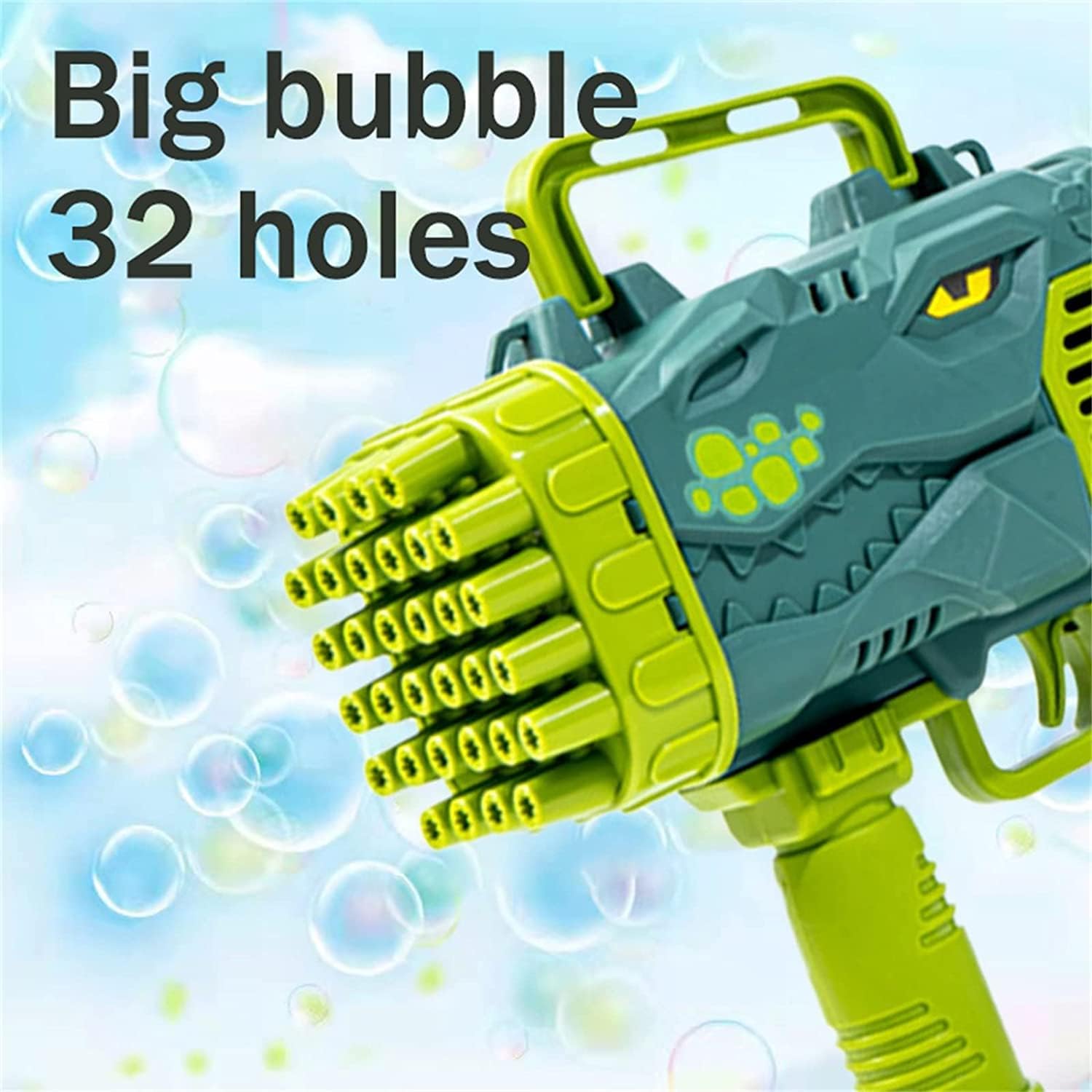 (NET) 32 Holes Dinosaur Bubble Gun Rocket Launcher Handheld Bubble Gun Children's Breathable Bubble Machine Toy