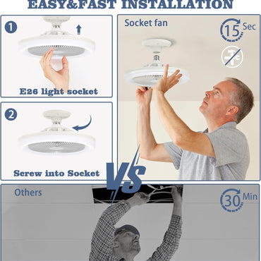 (NET) Socket Fan Light with Remote Control