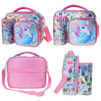 (NET) Kids lunch bag insulated lunch bag school nursery lunch bag double tier food lunch bag laser unicorn / 22049-UC