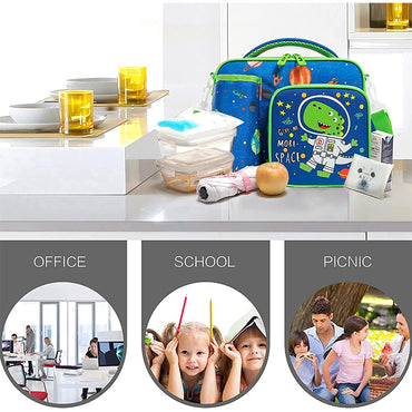 (NET) Insulated Lunch Box for Kids Reusable Cute Tote Bag With Bottle Holder For School / 22049-D