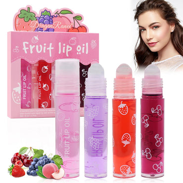 (NET) 4Pcs Roll On Lip Oil Hydrating Lip Gloss Set/805264