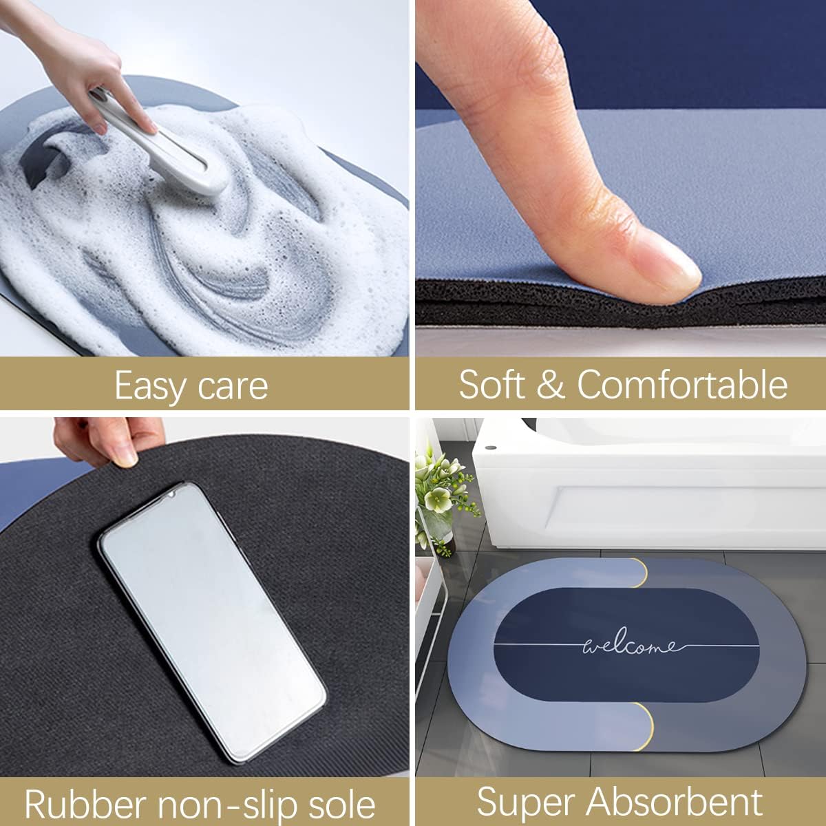 (NET) Floor Mat Quick Drying Bathroom Soak mats Floor Rugs & Water Absorbing Floor Mat  Anti-Slip