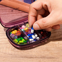 (NET) Portable Pill Dispenser Box 6 Compartments Pill Organizer Box for Medicines