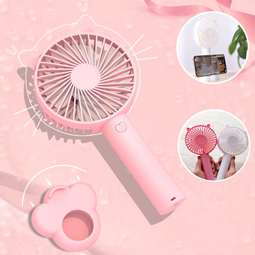 Cute Handheld Fan USB Portable Mini Ultra-quiet Fan Student Office Small Cooling Fan Travel Summer
