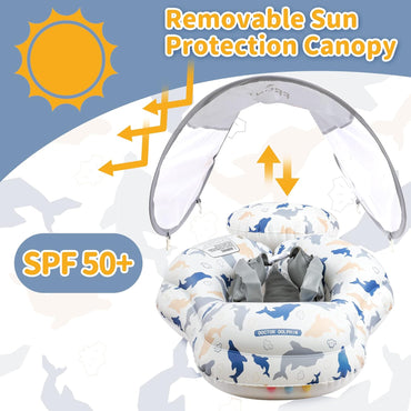 (NET) Inflatable Baby Swimming Float with Sun Canopy 69 cm