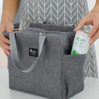 Portable Insulated Lunch Bag with Dual Side Pockets Thermal Lunch Tote Bag for Women Men Adults for Work Picnic School Office
