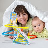 (NET) Happy Duck Slide Toy Set Funny Automatic Stair-Climbing Duck Cartoon Race Track Set (616-3A)