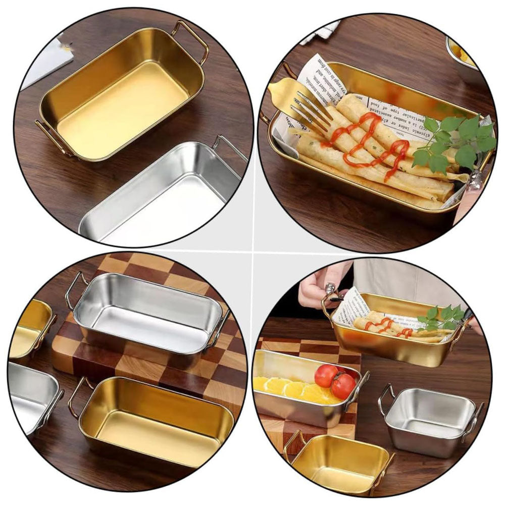 (NET) Food Serving Tray with Handle Plate 18x14x6 CM