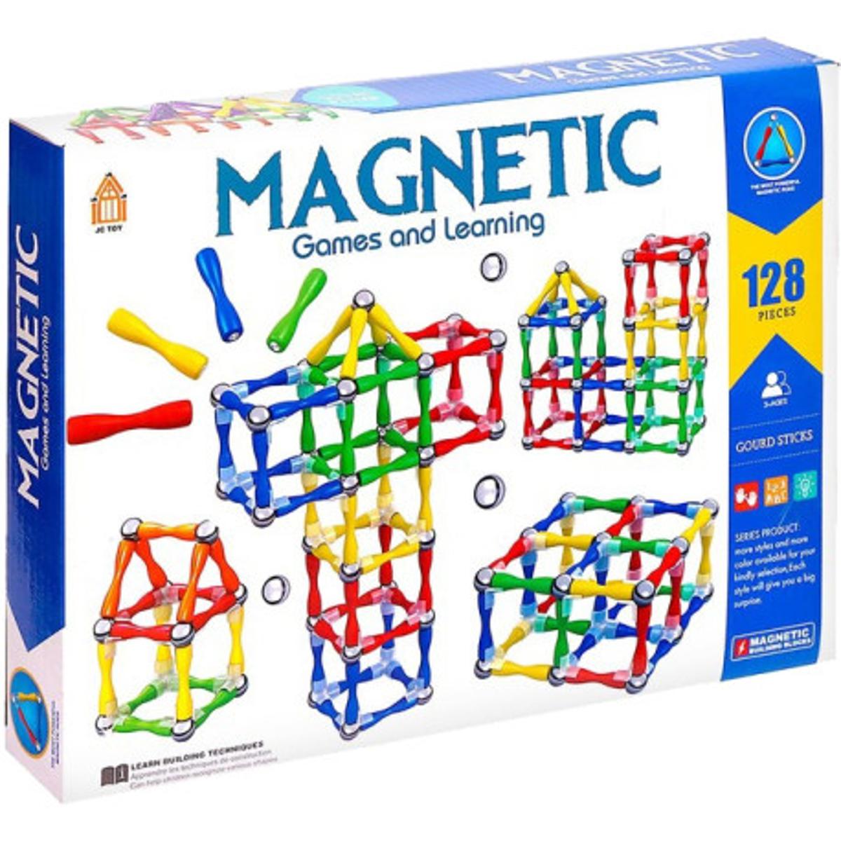 Magnet Stick and Balls construction Magnetic Bars Metal Balls Satisfaction Extreme Pressure Relief Magnetic Games 128 pcs
