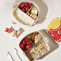 Cute kids French Fries Fried Chicken Container Lunch Box Bento With Spoon Plastic