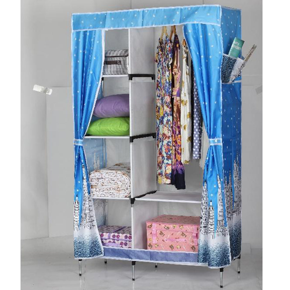 (Net) Wardrobe Fabric Wardrobe Folding Wardrobe Laundry Cabinet with Clothes Rail with Roll-Up Doors Wardrobe Clothes Cabinet Textile Wardrobe / PL13-105