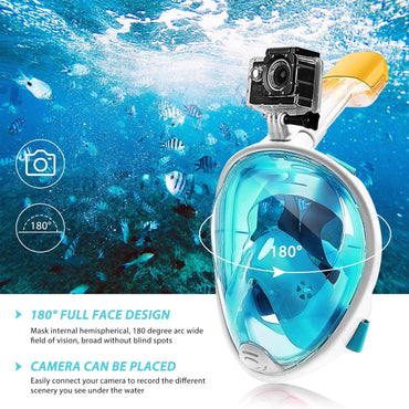 (Net) Overa Full Face 180° Snorkeling Mask Wide View Area Portable Snorkel Mask