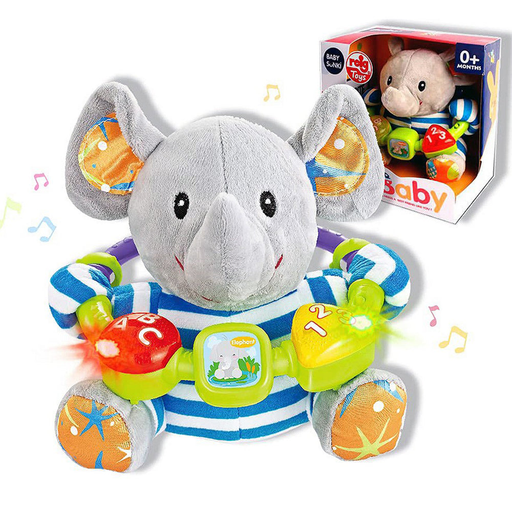 Baby Cartoon Animal Touchable Plush Doll Elephant Stuff Toy With Music Light