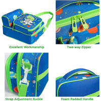 (NET) Insulated Lunch Box for Kids Reusable Cute Tote Bag With Bottle Holder For School / 22049-D