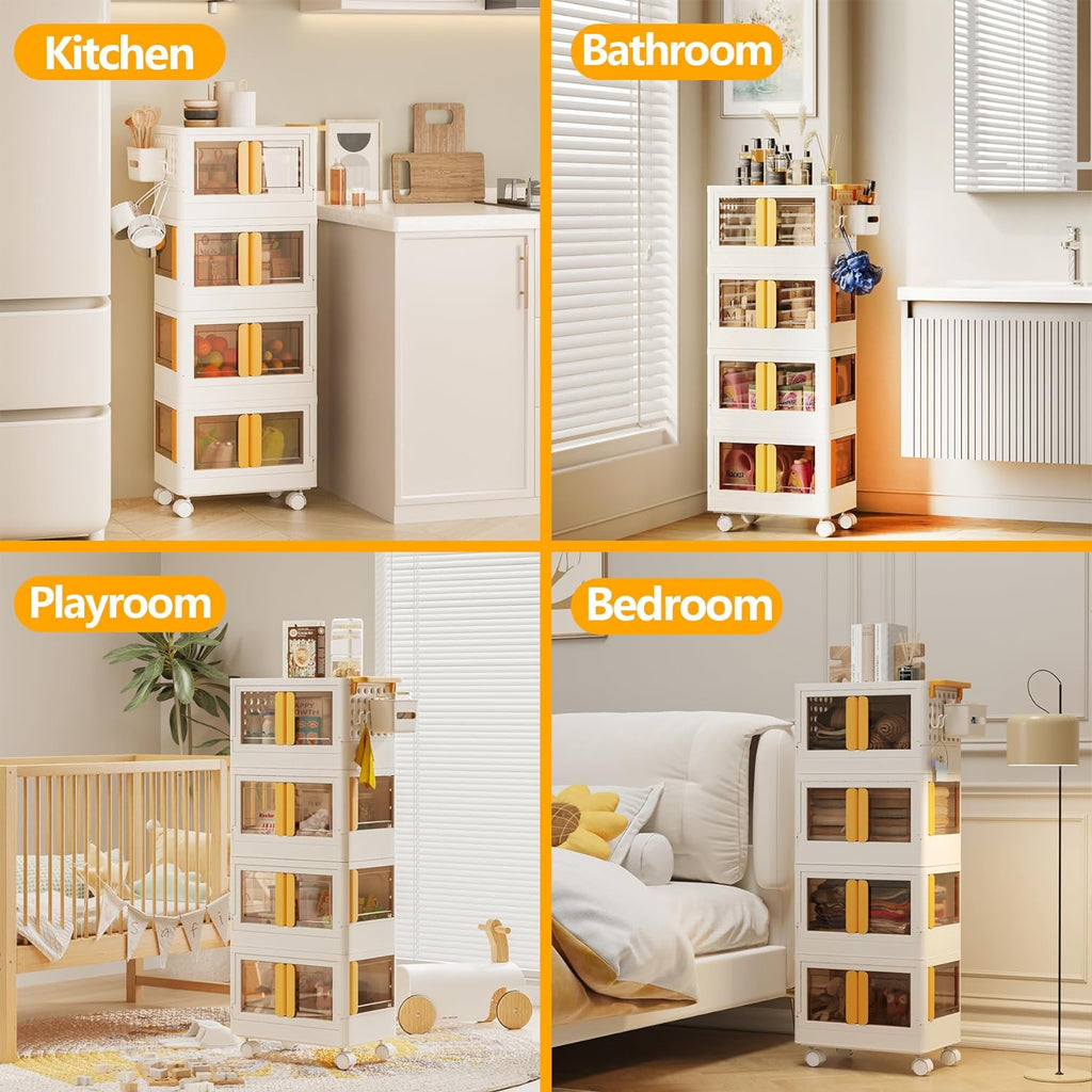 Stackable Boxes Net (NET) 4 Tier Stackable Storage Box with Wheels