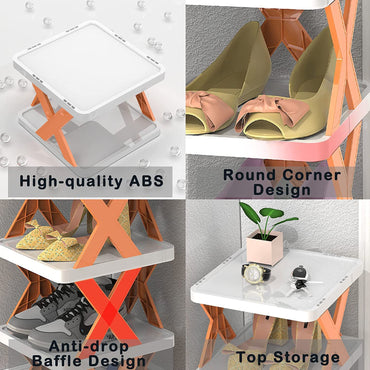 3 layer Stackable Shoe Storage Box Entryway Shelf Box Plastic Shoe Cabinet Space Saver / 23FK056-2