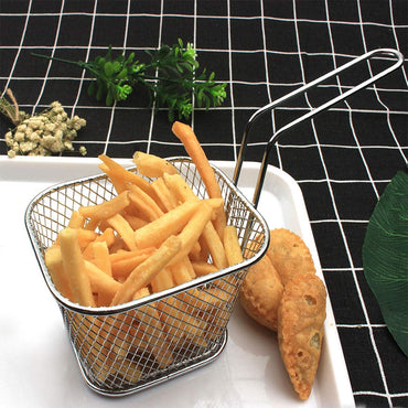 ( NET) Stainless French Fries Baskets, Multi-Function Kitchen Frying Tool for Frying Chips, Onion Rings, Chicken Wings(Silver)