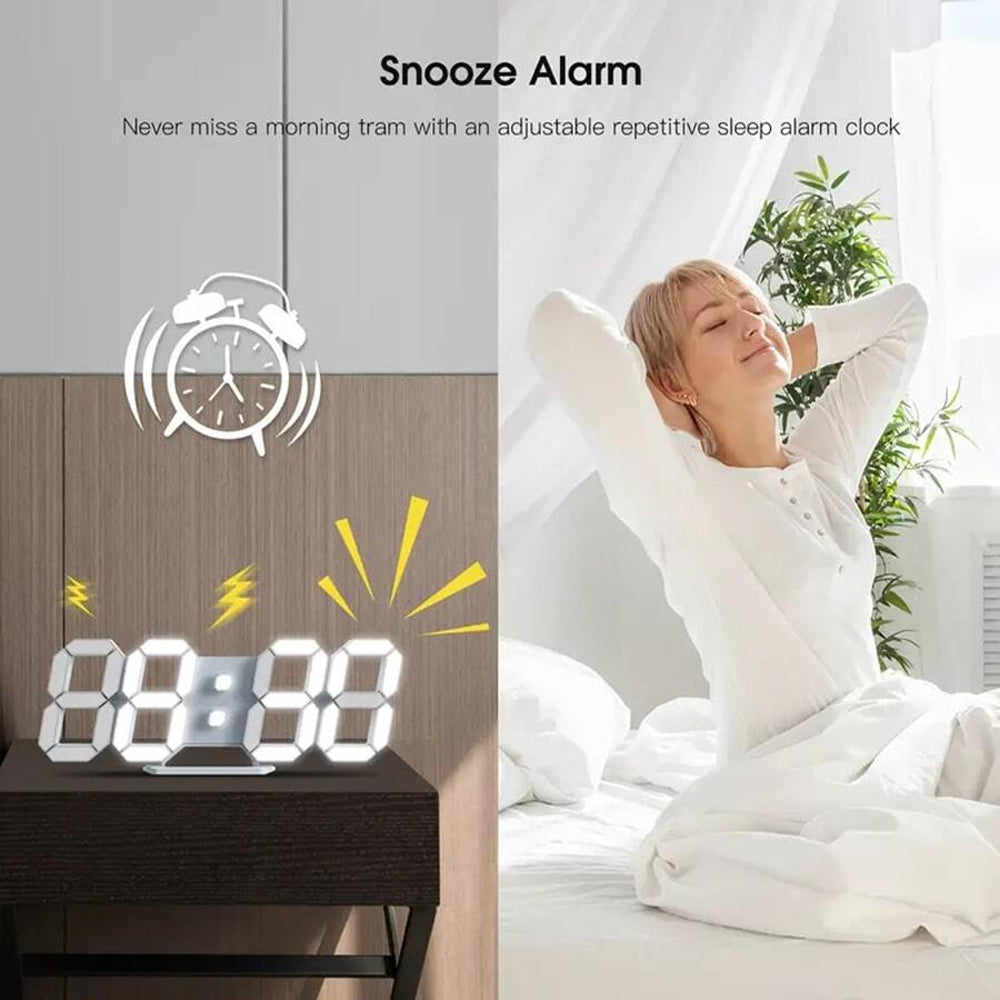 USB Digital 3D Alarm Clock, LED Numerals Time Clock with 3 Adjustable Brightness Levels,