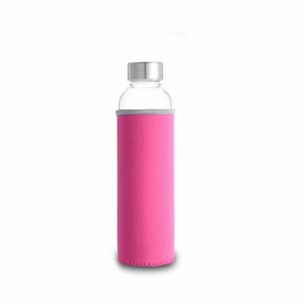 Transparent Glass Water Sport Bottle with Stainless Steel Lid