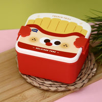 Cute kids French Fries Fried Chicken Container Lunch Box Bento With Spoon Plastic