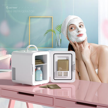 (Net) 4 Liter Mini Fridge Portable Cooler Warmer Makeup Skincare Refrigerator