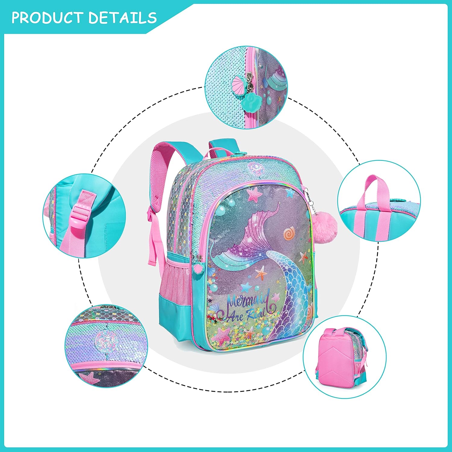 (NET) 3 in 1 School Backpacks for Girls