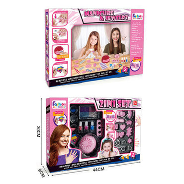 Children's Nail Art and Makeup Toy Kit - Sparkle and Shine with 2-in-1 Playtime Fun