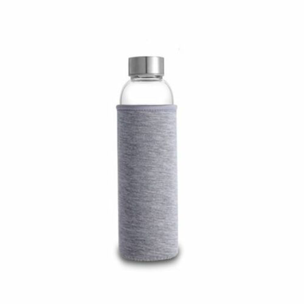 Transparent Glass Water Sport Bottle with Stainless Steel Lid
