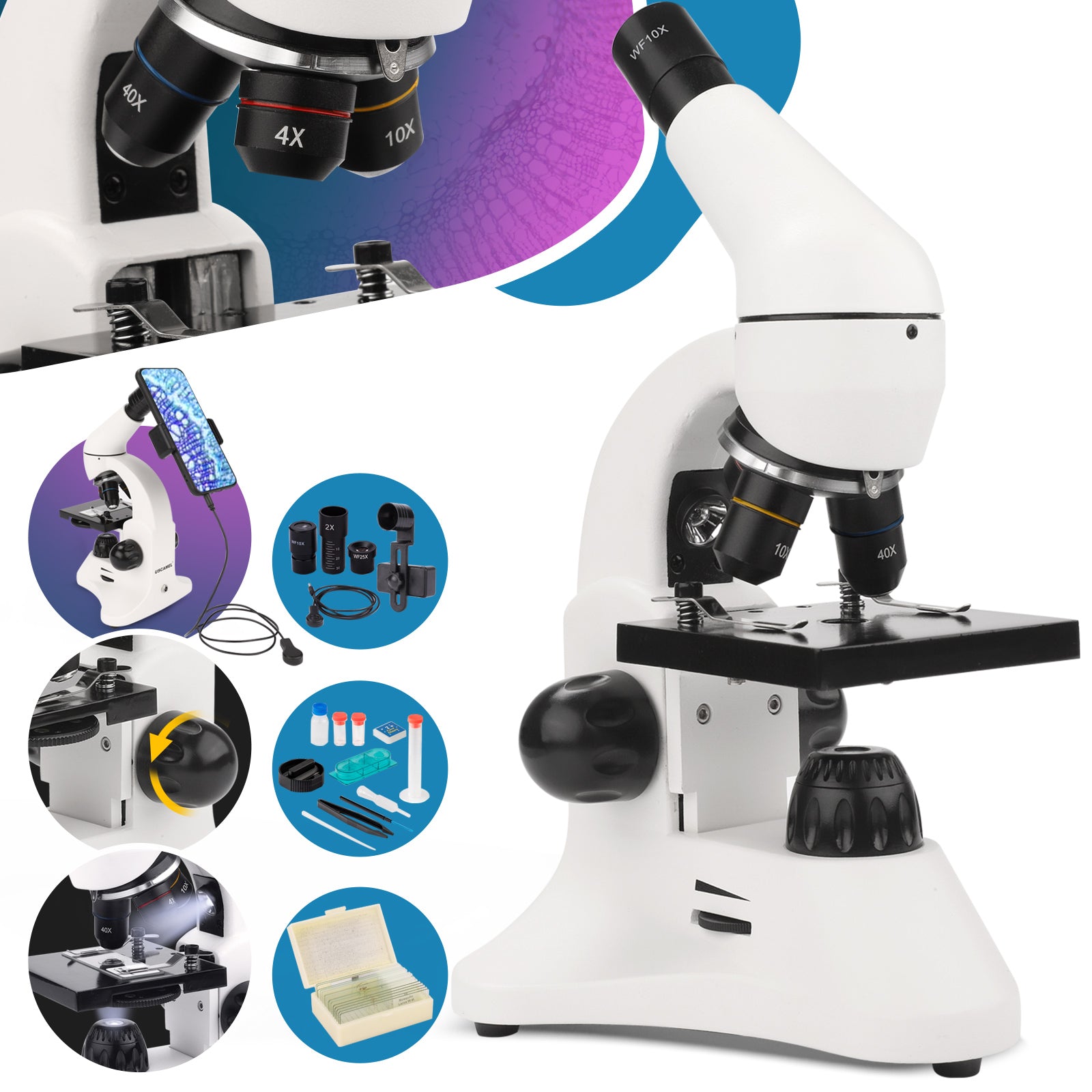 Science Microscope Suit 1200X Primary School Students Biological Microscope Toy