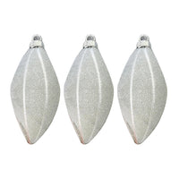 Silver Oval Striped Shaped Christmas Balls Set - Elegant Tree Decorations (3 Pcs)