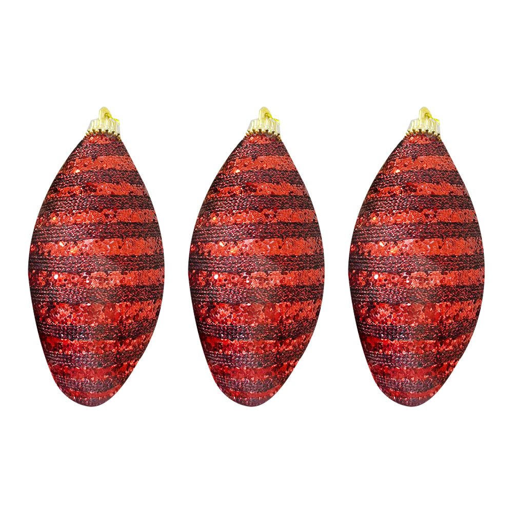 Christmas Oval Striped Red Balls - Add Elegance to Your Tree