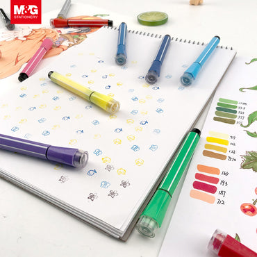 (NET) M&G Stamp Water Color Pen Hexagon Washable / 12 colors