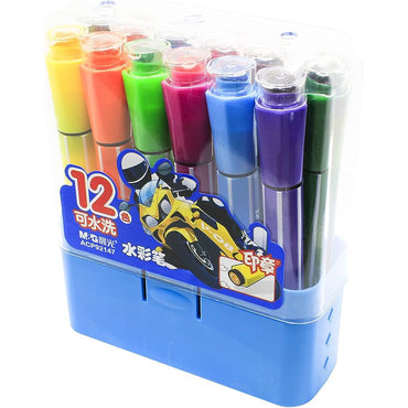 (NET) M&G Stamp Water Color Pen Hexagon Washable / 12 colors