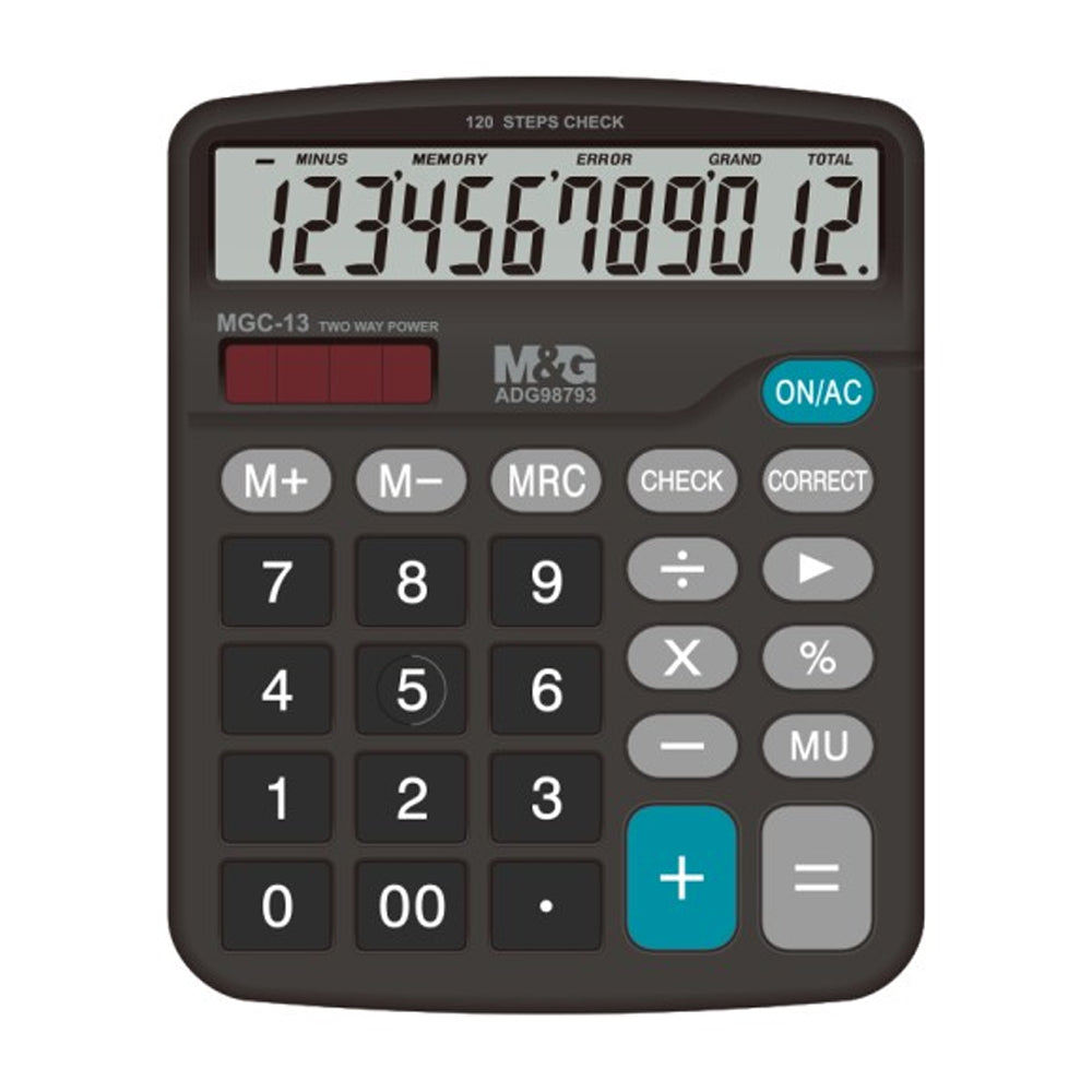 (NET) M&G 120 Steps Check & Correct Calculator 12 Digits Two Way Power MGC-13