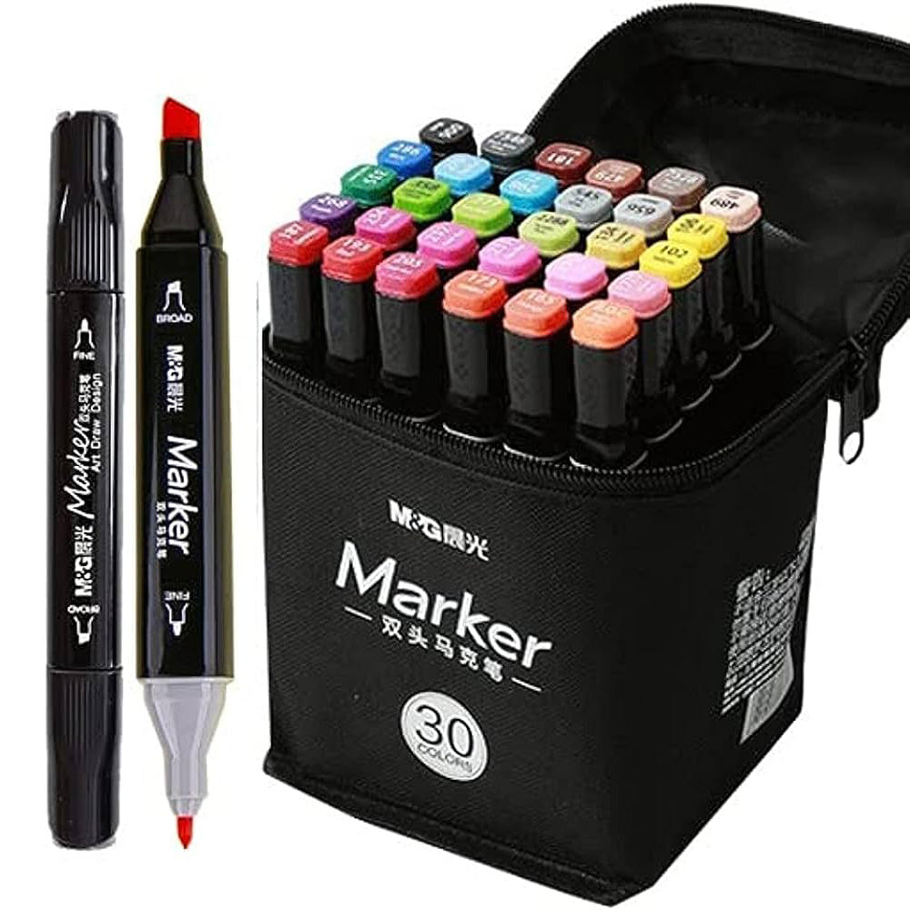 (NET) M&G Double-tip Square Art Marker / 30 colors in a bag