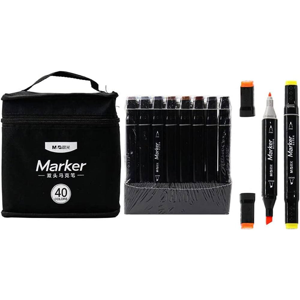 (NET) M&G Double-tip Square Art Marker / 40 colors in a bag
