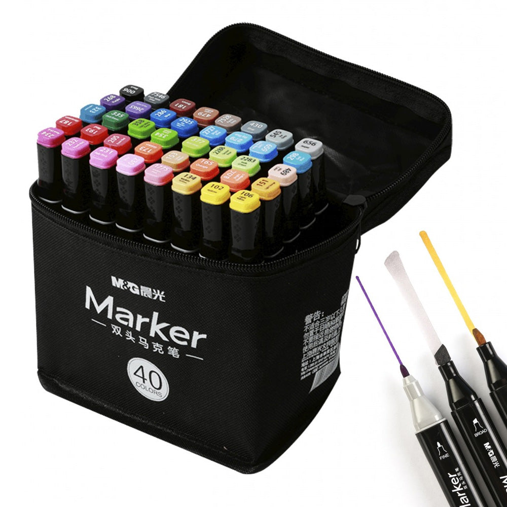 (NET) M&G Double-tip Square Art Marker / 40 colors in a bag