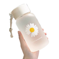 (NET) Small Transparent Plastic Water Bottles for Girls Creative Frosted Drink Kawaii Water Bottle with Portable Travel Tea Cup