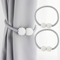 Curtain Tiebacks Magnetic Curtain Tiebacks Pearl Ball Curtain Drapes Clips Rope Holdbacks for Home Office