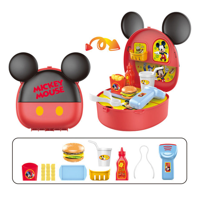 Mickey Mouse Fast Food Toy Suitcase Hamburger Set Birthday Gift Children Toy
