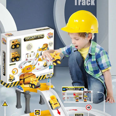 Rail Truck Car Parking Lot Cartoon Sliding Construction Vehicle Set Assembled Car Children's Toy