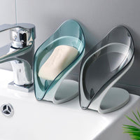 (net) Soap Holder Drain Portable Soap Box Leaf Shape Plastic