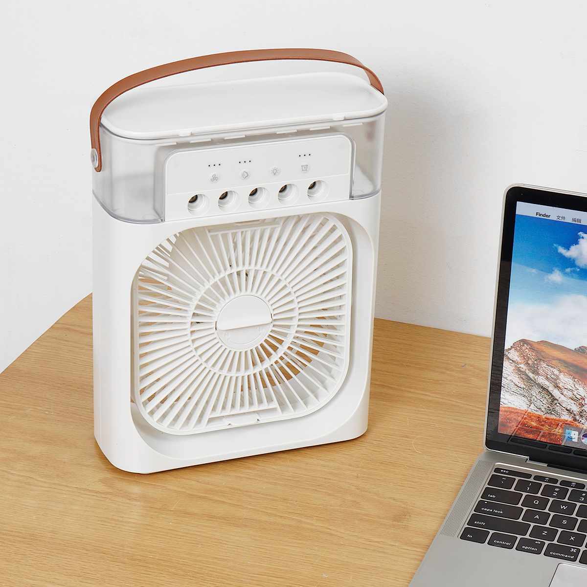 **NET**USB Portable Air Cooler Fan Air Conditioner Light Desktop Fan Air Cooler Humidifier Purify Bedroom with 7 Colors LED Night Light