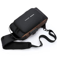 (NET) Fashionable Male Chest Bag with Smart Code Lock, USB Port, and Waterproof Design