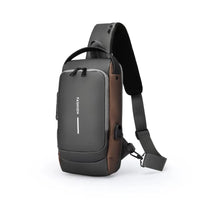 (NET) Fashionable Male Chest Bag with Smart Code Lock, USB Port, and Waterproof Design