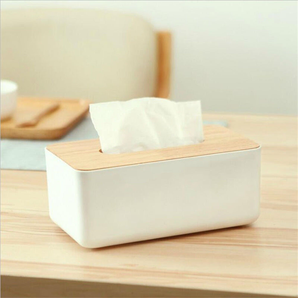 Plastic Tissue Box Wooden Lid Napkin Holder Container Wet Tissue Paper / 42250 / KN-521 / 4398