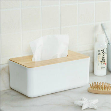 Plastic Tissue Box Wooden Lid Napkin Holder Container Wet Tissue Paper / 42250 / KN-521 / 4398