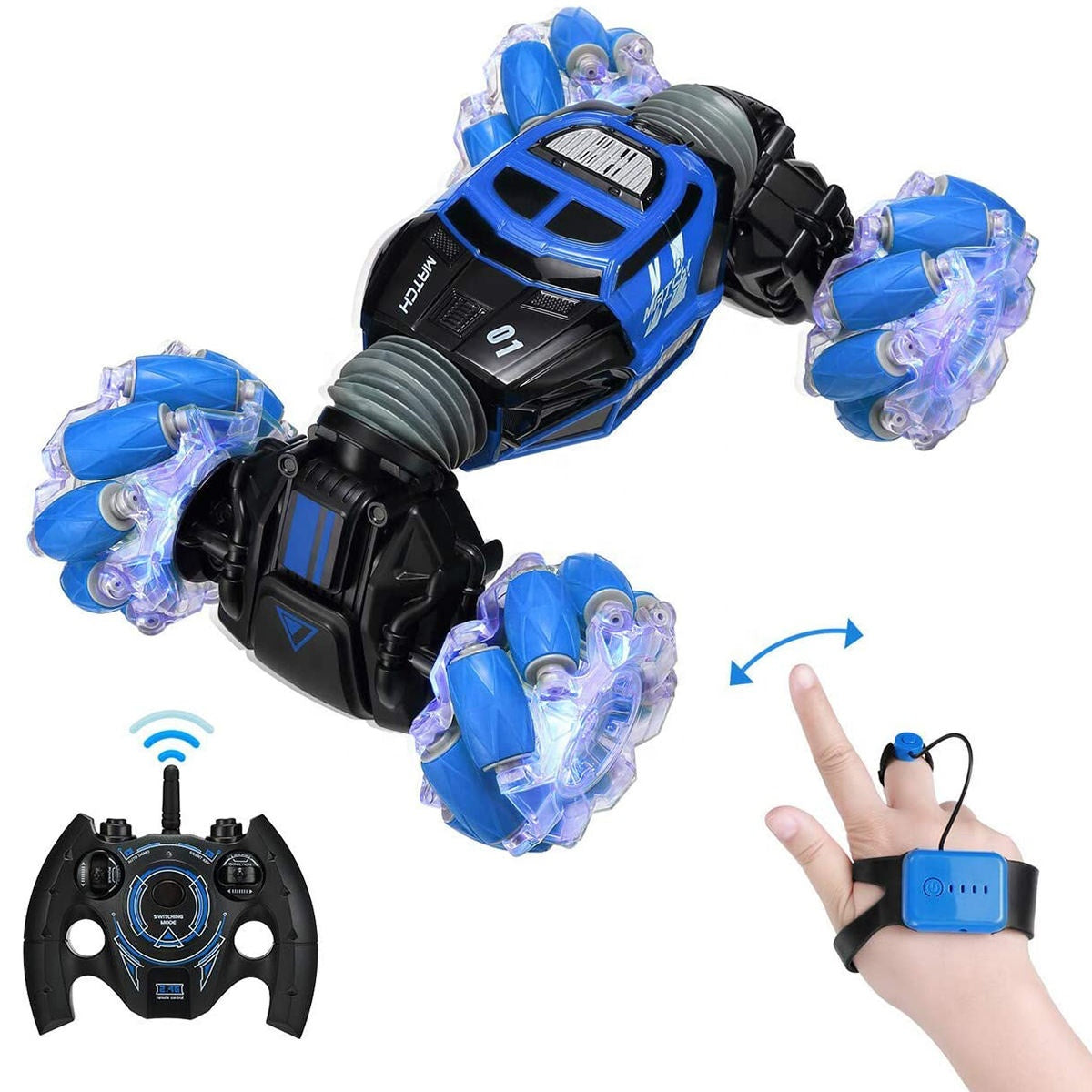 (Net) 360-Degree Gesture RC Stunt Car - Hand Remote Control for Kids and Adults