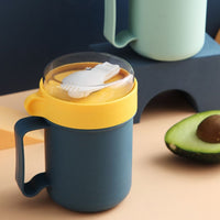 (net) Portable Breakfast  Cup Soup Container Nut Yogurt Mug Snack Cup Microwave with Lid Spoon Mug